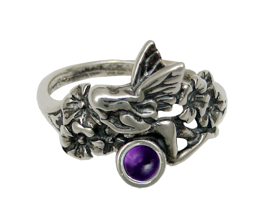 Sterling Silver Garden Fairy Ring With Amethyst Size 6